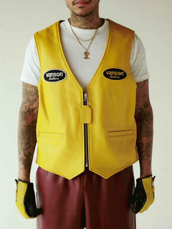 UNISEX VANSON LEATHER VEST | YELLOW | 4-8 WEEKS PRODUCTION